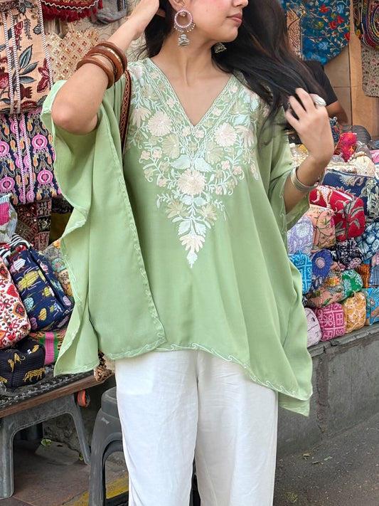 Pistachio Green Kaftan Top