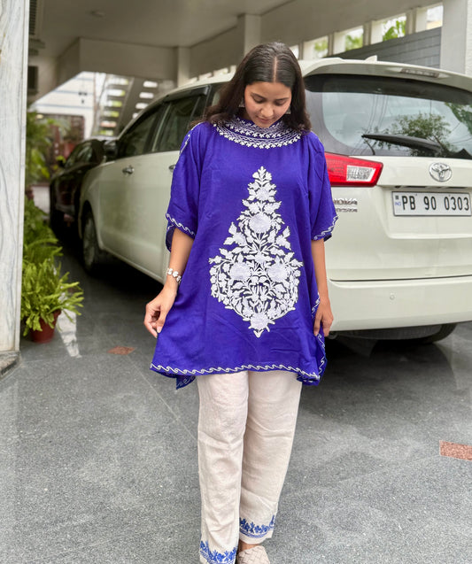 Indigo Blue & White Kaftan Set