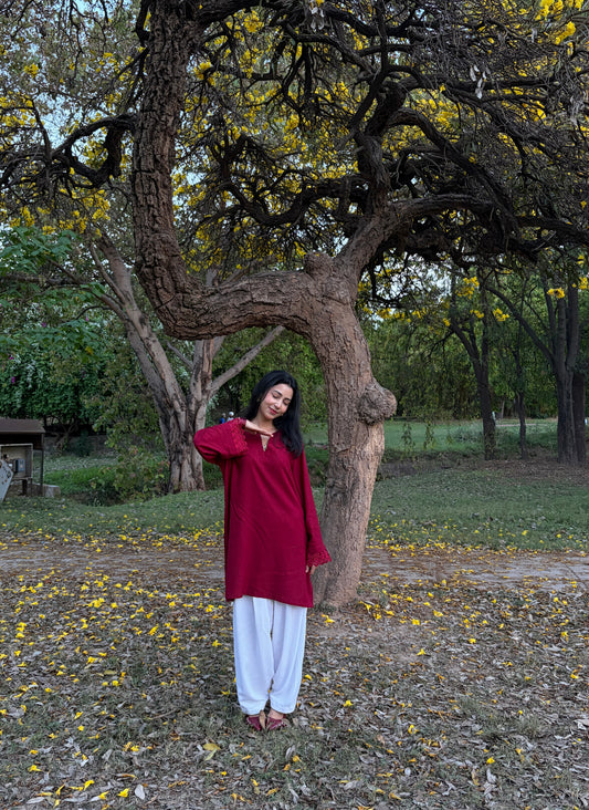 Maroon Kurta set