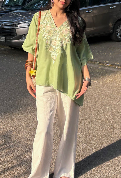 Pistachio Green Kaftan Top