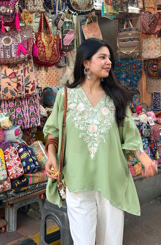 Pistachio Green Kaftan Top