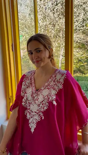 Pink-white Kaftan Top