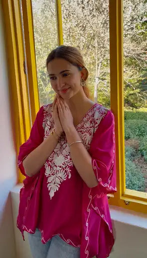 Pink-white Kaftan Top
