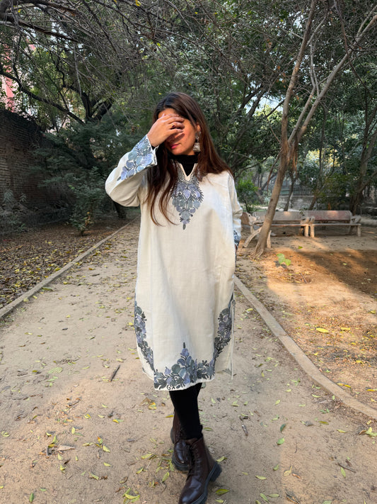 Ivory Ice-Blue Pheran