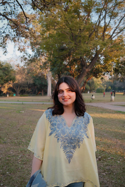 Yellow-blue kaftan top!