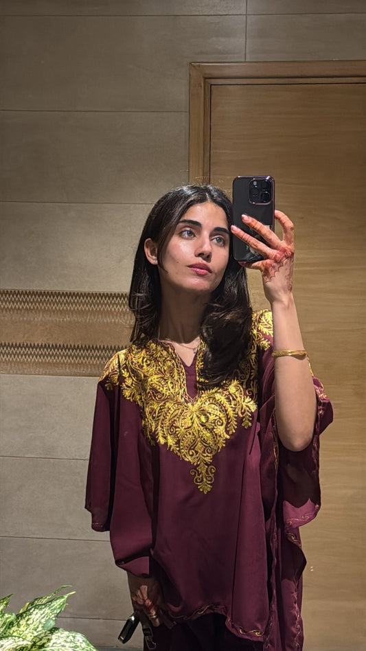 Purple Wine Tilla Embroidered kaftan set!
