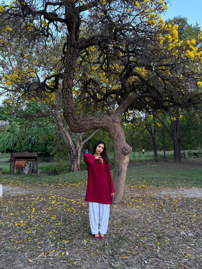 Maroon Kurta set