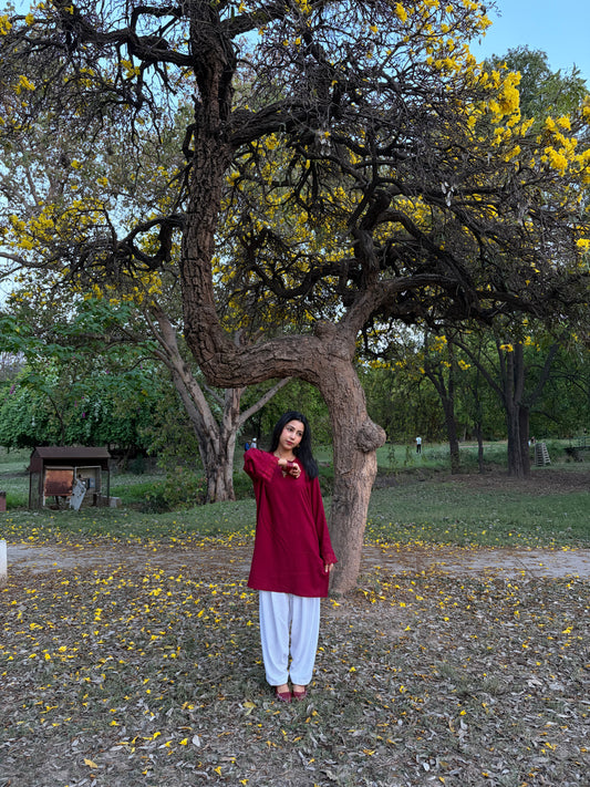 Maroon Kurta set