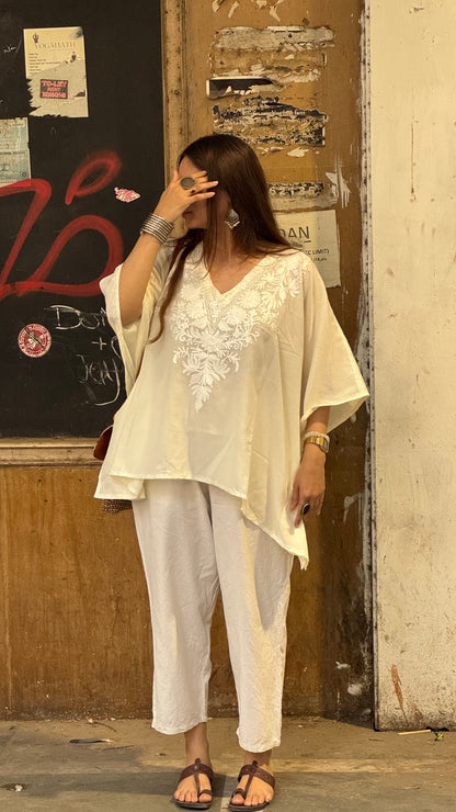 Ivory Monochromatic kaftan top