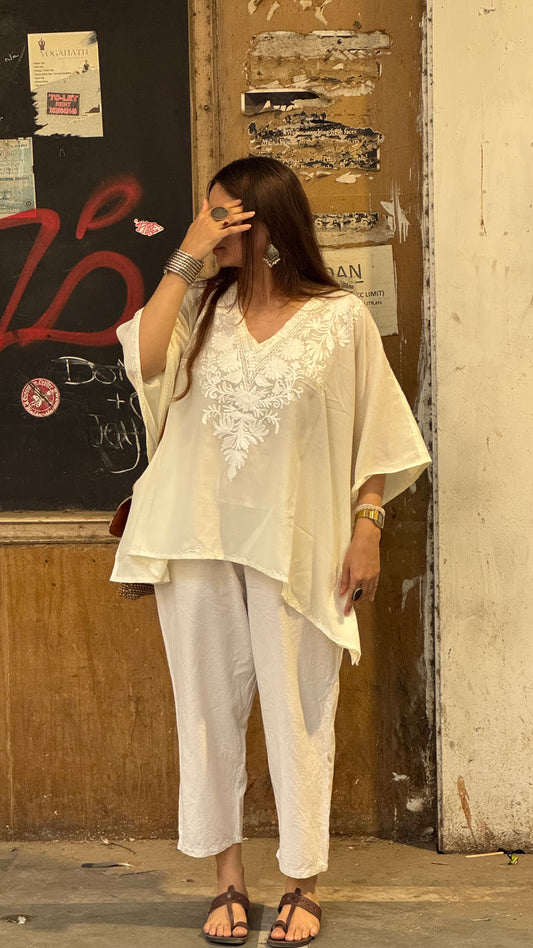 Ivory Monochromatic kaftan top