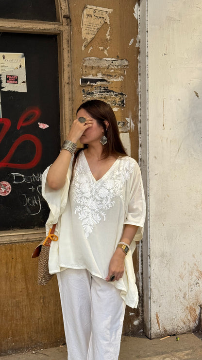 Ivory Monochromatic kaftan top