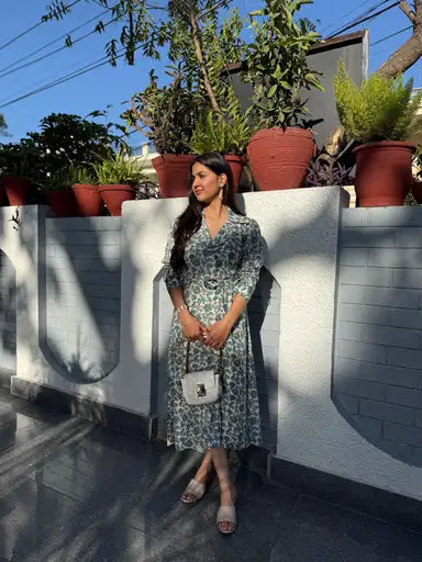 Ivory-floral blazer lapel long dress